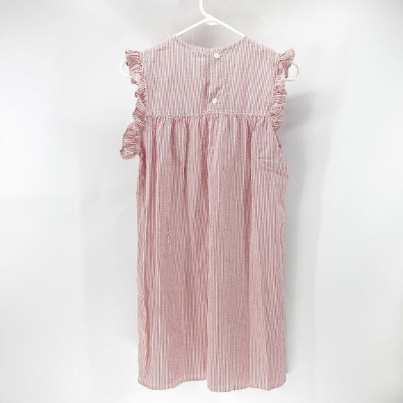 Mabo sea-sucker red ruffled cap sleeve midi preppy nautical  dress size 12/13 - Picture 5 of 6